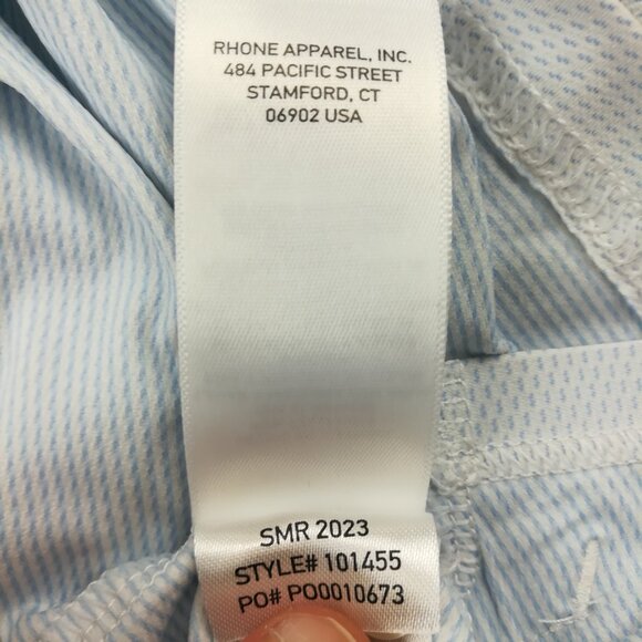 Rhone Polo Shirt Commuter Dotted Performance Golf Stretch Preppy Blue Mens Large - Picture 5 of 9